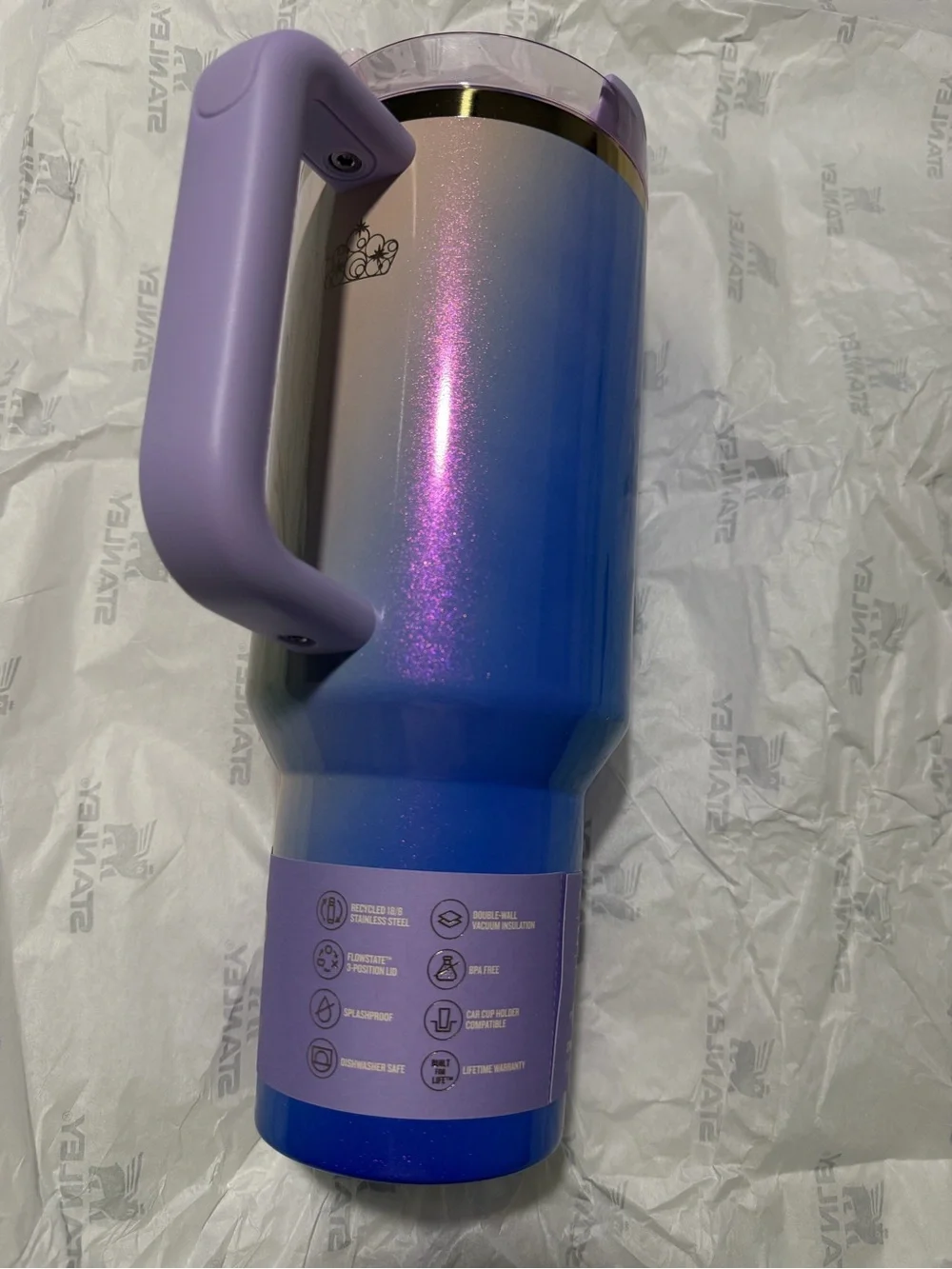 Stanley Ombre Pink Purple to Blue Insulated Tumbler with Handle - Picture 4 of 5